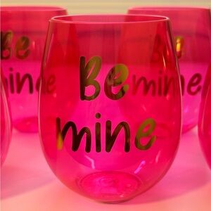 Valentine's Day Stemless Hot Pink Cups, 18 oz.(Set of 5 cups)